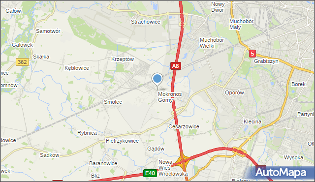 mapa Mokronos Górny, Mokronos Górny na mapie Targeo